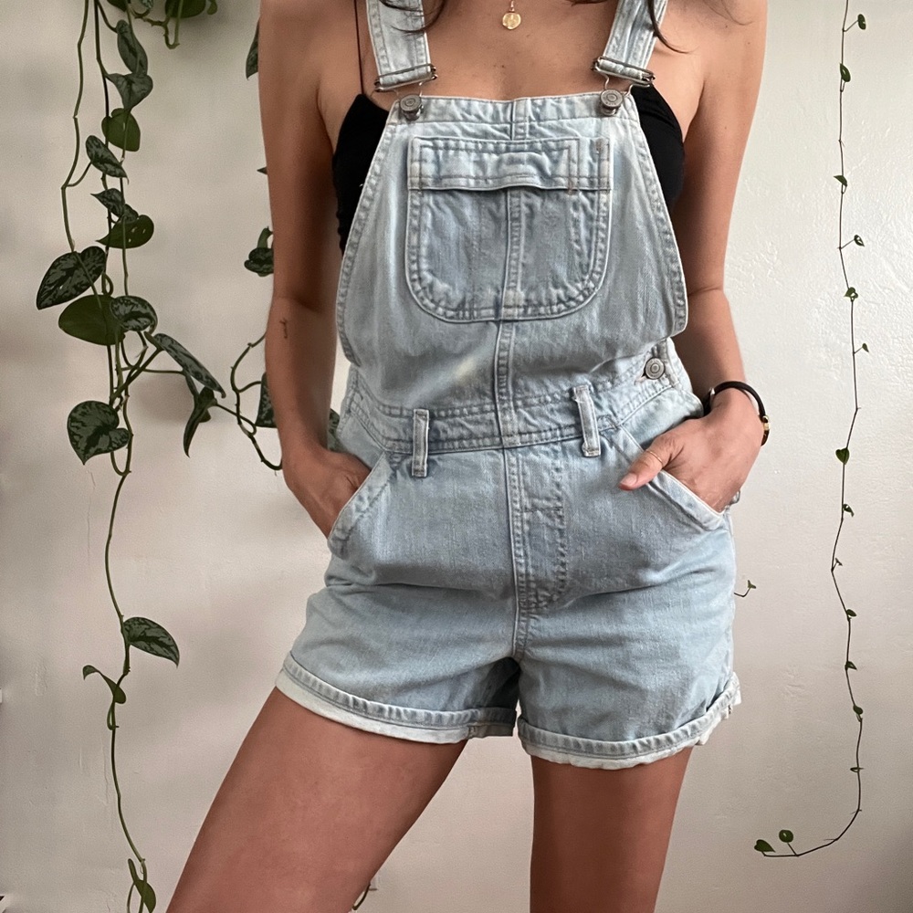 Topshop jean overall shorts